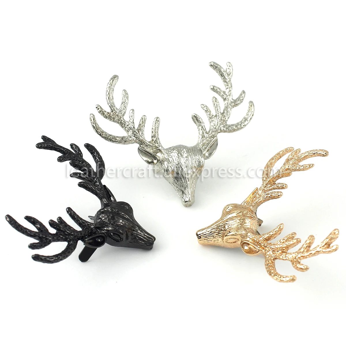 1x Metal Cute Deer clasp buckle conchos Buckles Bag Purse Hat Decor Hardware DIY Leather Craft Accessory Golden 60mm (1-3/8