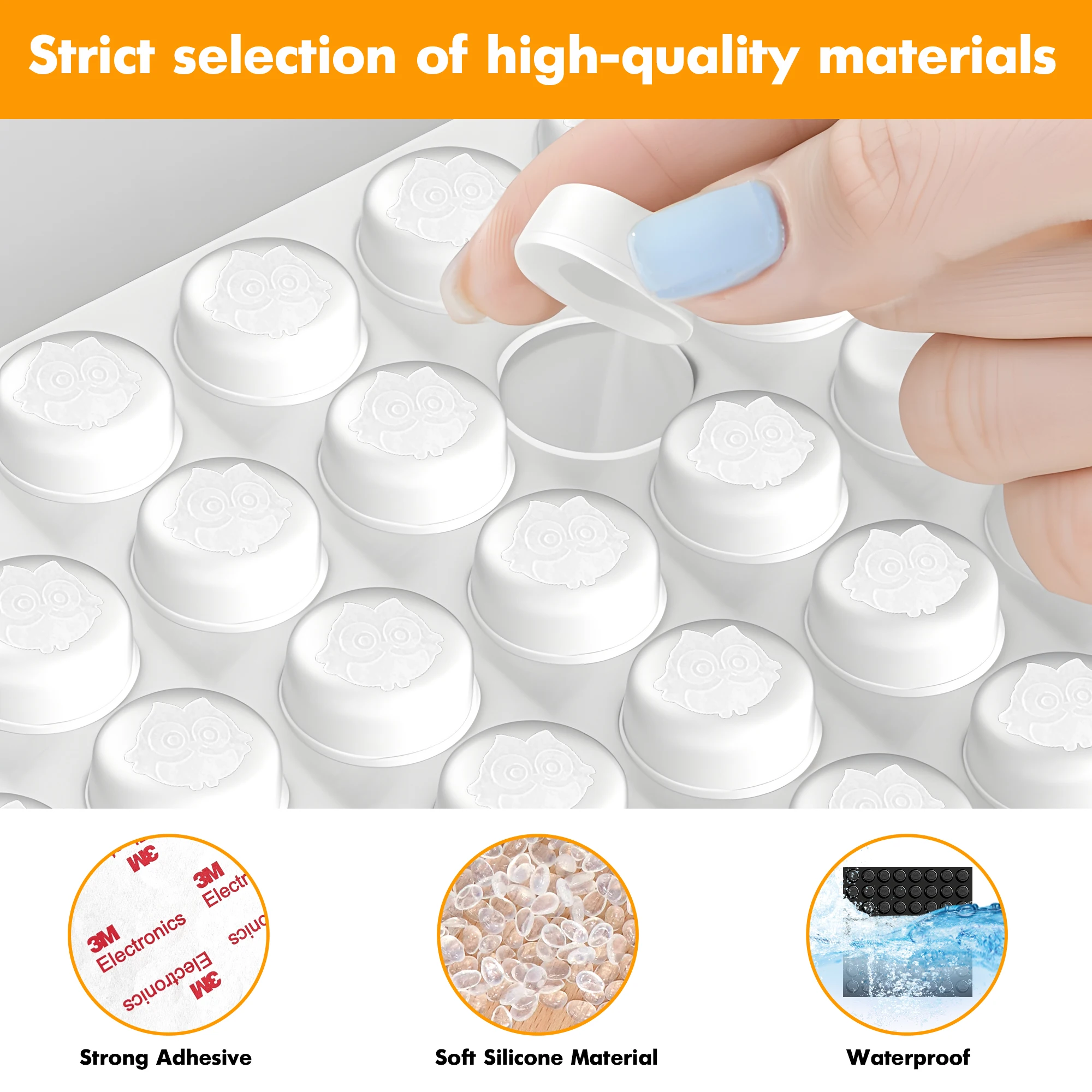 64 pieces of new owl drawer sticky anti-collision pad cutting board furniture bumper cabinet door soundproof transparent