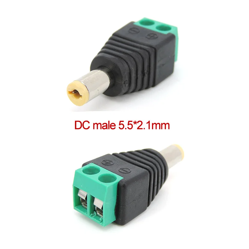 Male DC Power Plug Connector 2.1mm x 5.5mm 5.5*2.1mm 5.5x2.1 DC Plug Adapter Yellow Plug For CCTV 12V 24V DC MALE m20
