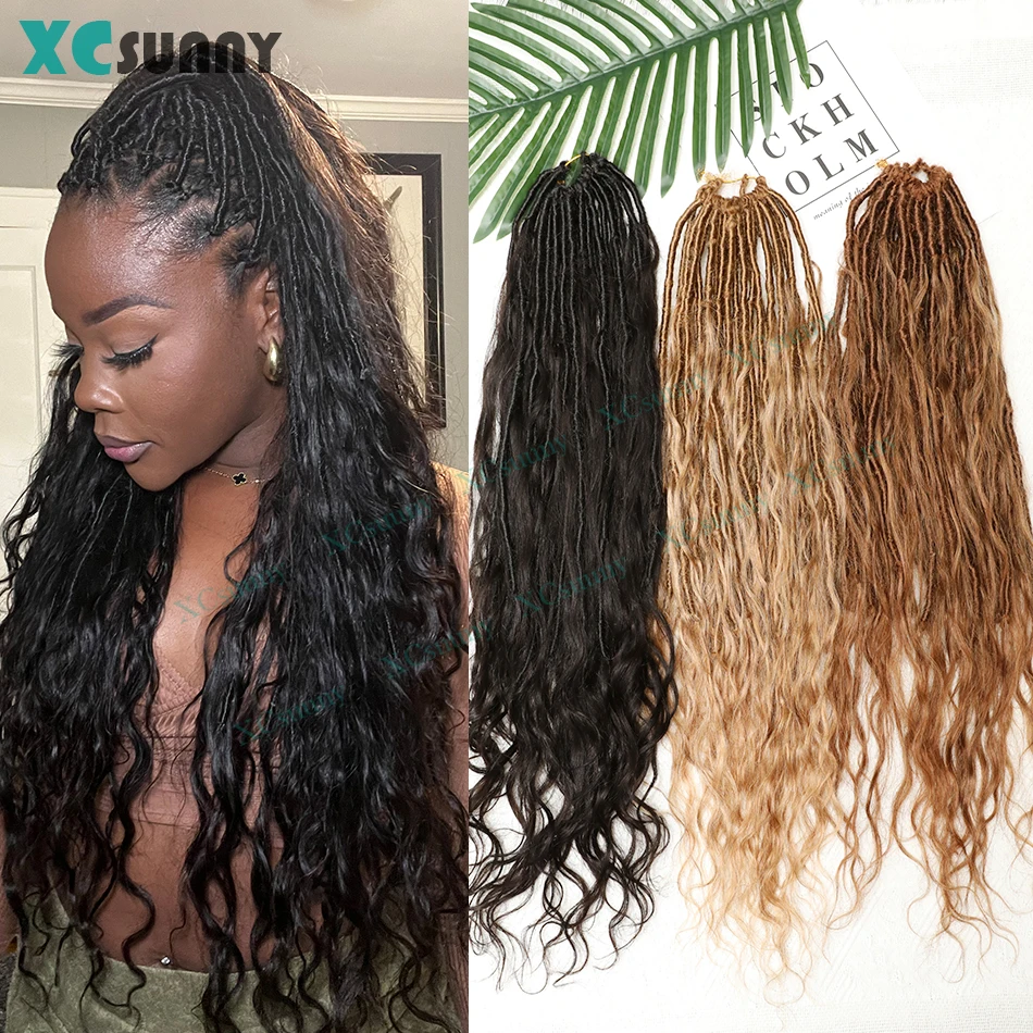 

Crochet Boho Locs With Human Hair Curls 30 27 Auburn Goddess Pre Looped Crochet Boho Locs With Body Wave Human Hair Ends