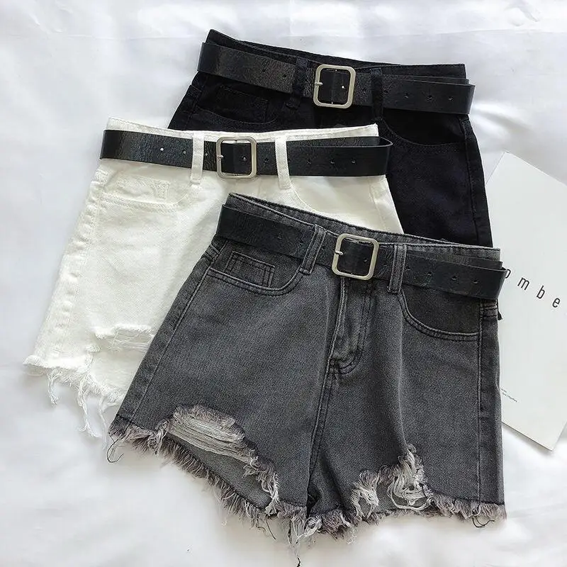 Hot Girl Spicy Denim Shorts Women's New Style Slim High Waist Loose Korean Version Student Internet Celebrity Outerwear Hole ...