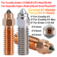 Bi-metal Nozzle For Ender 3 V3 KE Creality K1 K1 Max CR-M4 3D Printer Parts Copper Hardened Steel CHT Nozzles For K1 K1 Max