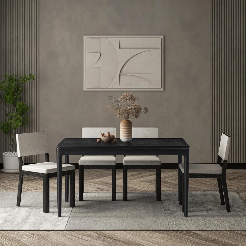 

Mingle 55 Inch Modern Design, Rectangular Dinner Table for Dining Room, Living Room Furniture, Effortless Assembly, Burnt Black