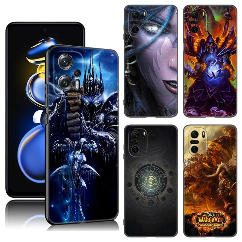 The World of Warcraft Black Silicone Phone Case For Xiaomi POCO X3 X4 NFC F5 M3 M4 M6 X5 X6 Pro F3 F4 GT 5G C55 C65 M5