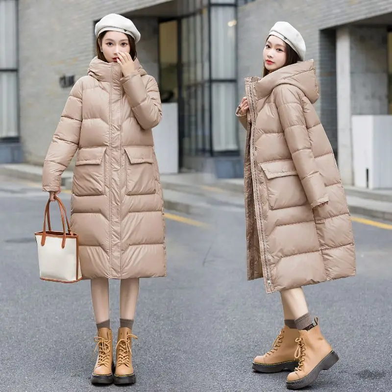 Puffer Jacket Thicken  Parkas Women\'s 2025 Winter New Female Western Style Long Down Jacket Cotton-padded Coat Bread Overcoat