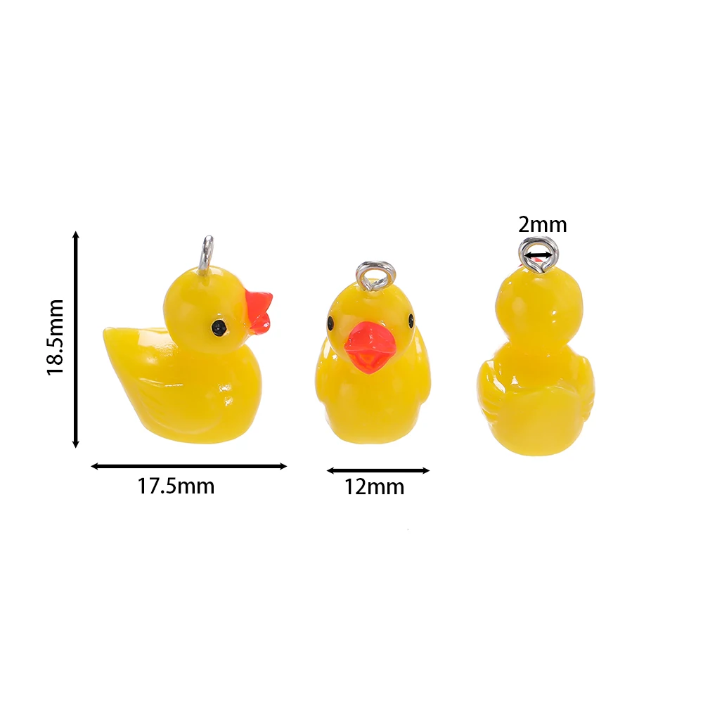 10pcs 17.5x18.5mm 3D Duck Resin Charms Cute Animal Pendant For Jewelry Making Diy Earrings Keychain Crafts Accessories