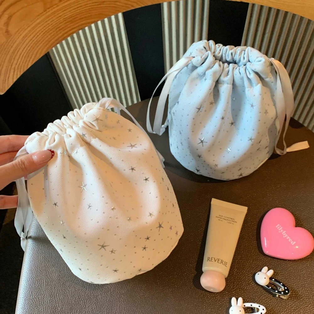 

Cute Star Drawstring Bag Kawaii Korean Makeup Bags Portable Instant Camera Storage Organizer Travel Accessories For Woman Girl