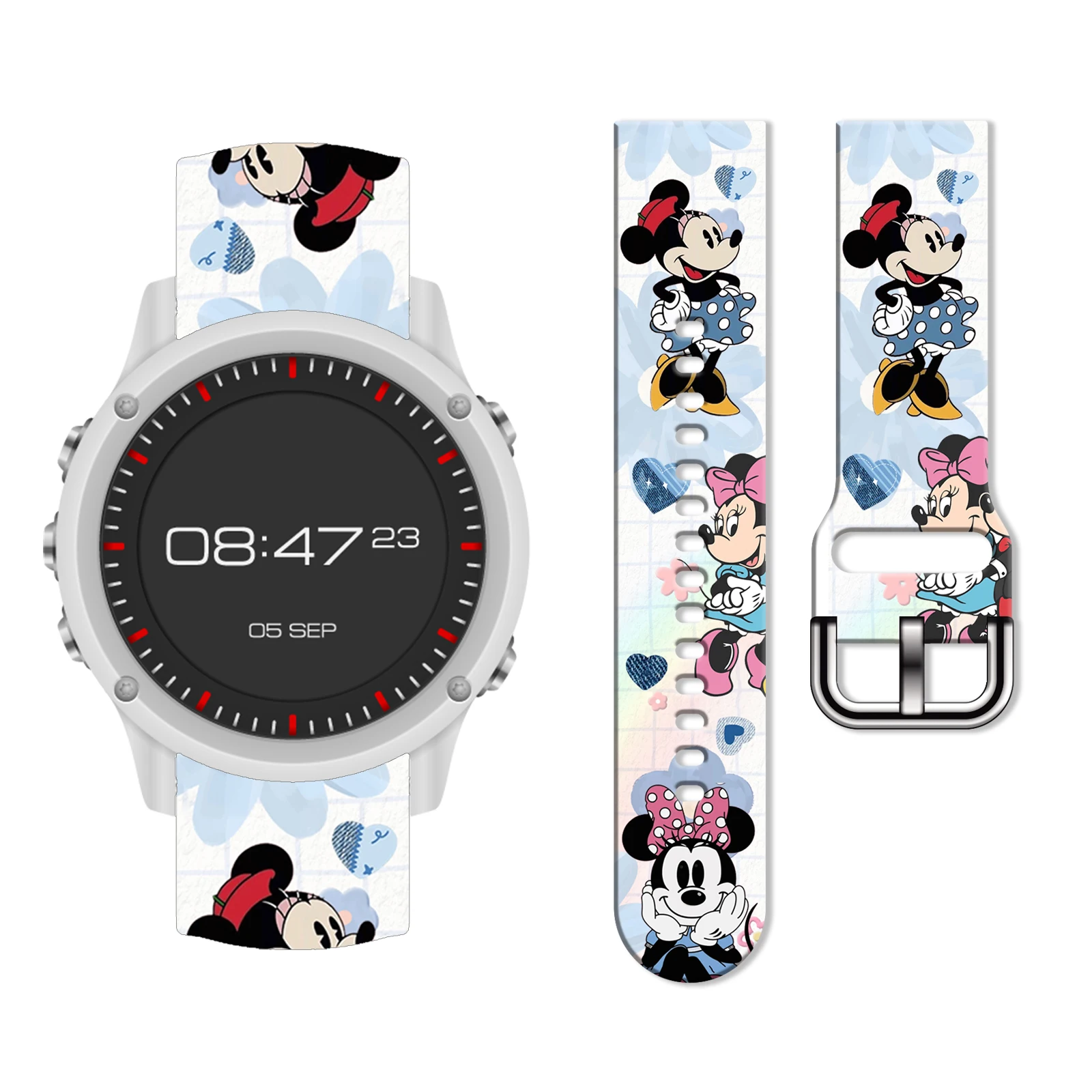 

20mm Loving Minnie Mouse Print Strap for Samsung Galaxy 7/6/5 40/44mm Band Replaceable Bracelet 22mm for Xiaomi Amazfit Watchban