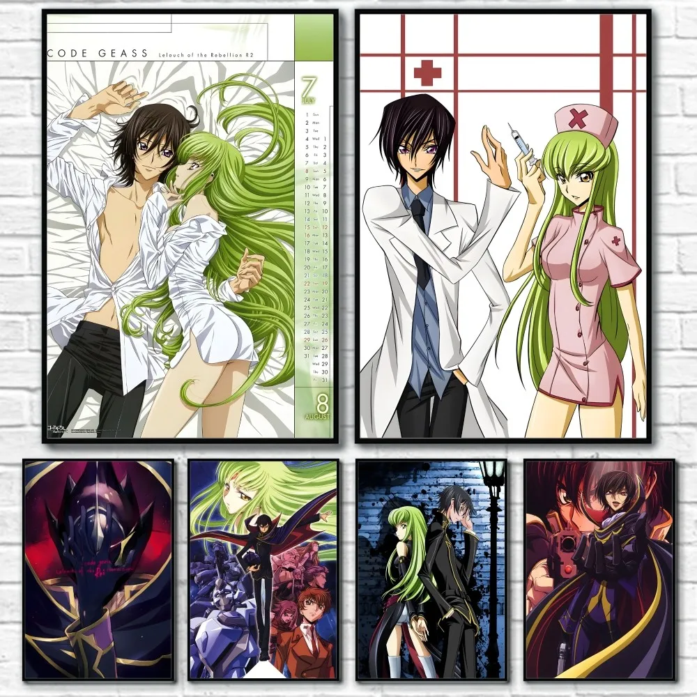 Cool Code G-Geass Zero Cartoon Poster Sticky Wall Art Printing Waterproof Home Living Bed Room Bar Aesthetic Decor