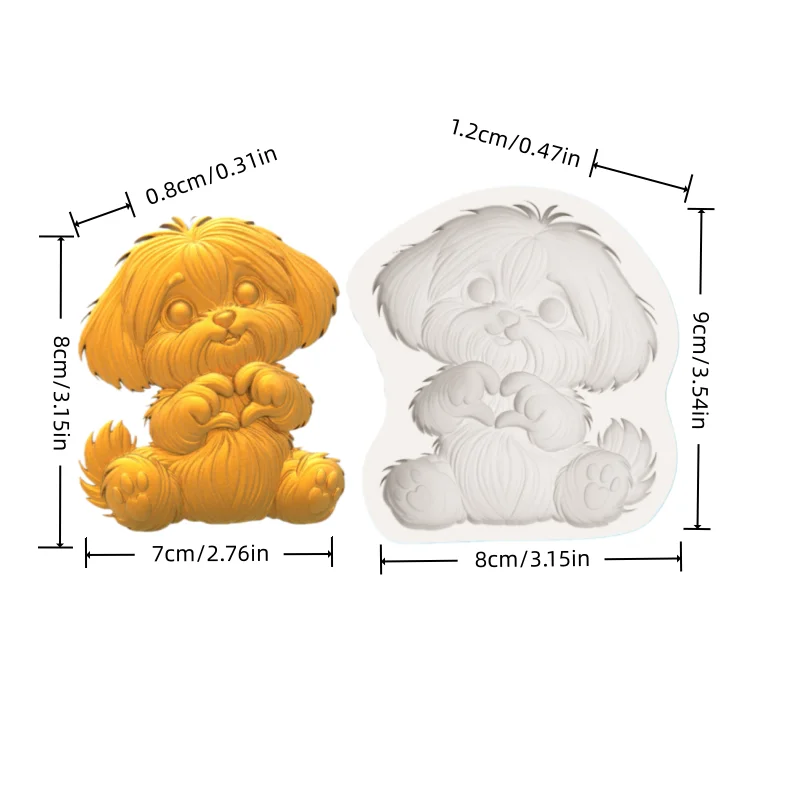 Highly Detailed Puppy Baking Mold, Can Create Big-Eyed Heart-Shaped Dog-Shaped Chocolate, Easy to Demold ​ Easy-To-Clean Silicone Mold