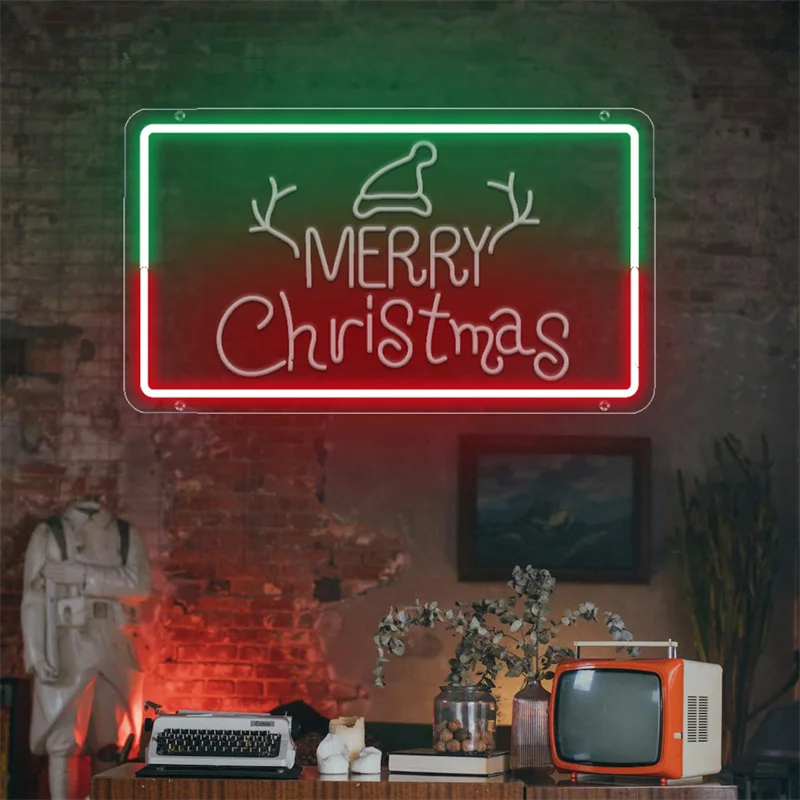 

Merry Christmas Neon Sign LED Light USB Powered Wall Hanging Neon Light Handcrafted Bedroom Decor for Party Bar Home Decoration