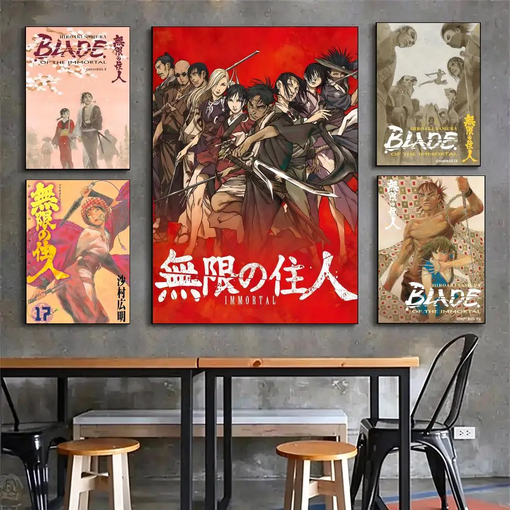 cartoon Blade of the Immortal Poster Poster HD Printing Vintage Luxe Home Decor Wall Art for the Living Rooms Entryways Gift