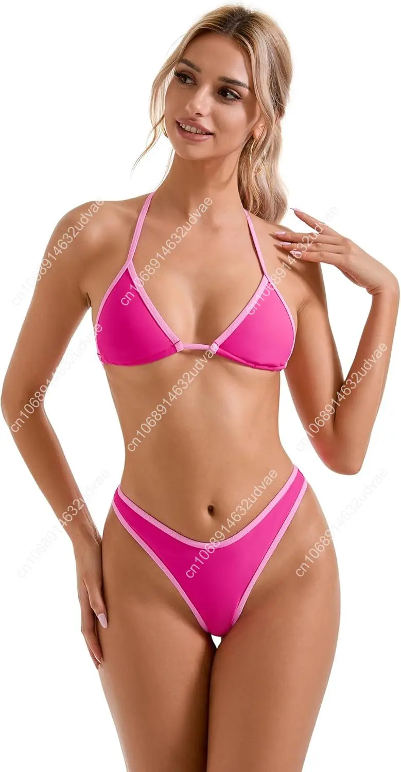 Women Sexy Thong String 2 Piece Bikini Set Cheeky Halter Swimsuit