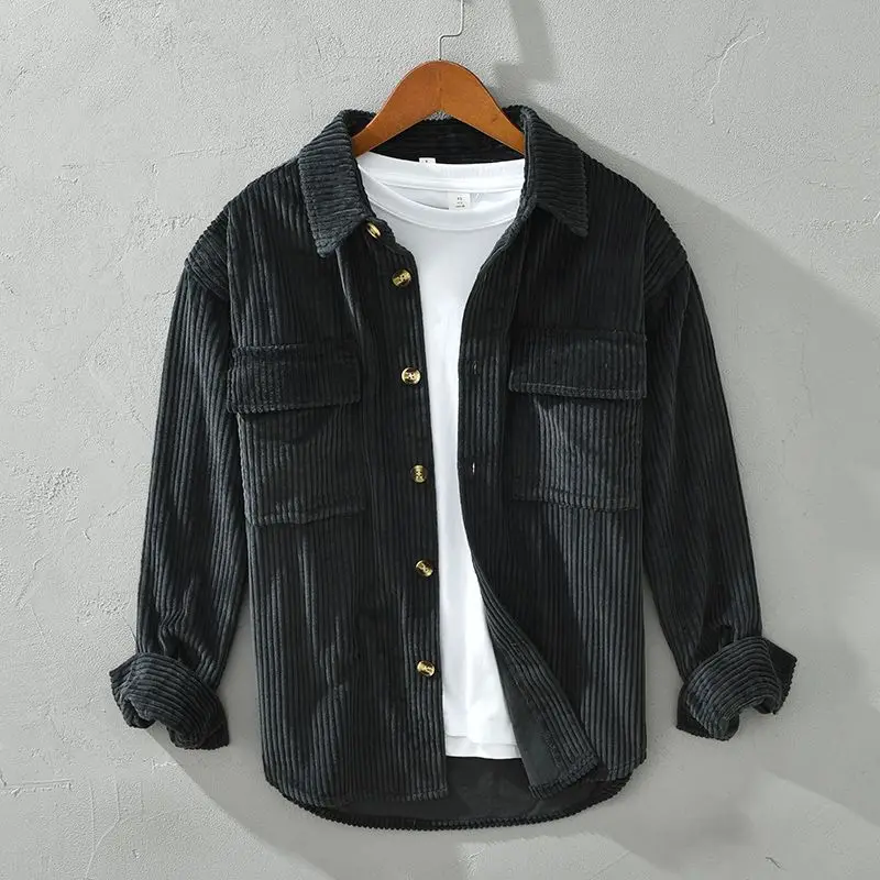 Autumn Winter High-End Stylish Men's Corduroy Long Sleeve Shirt