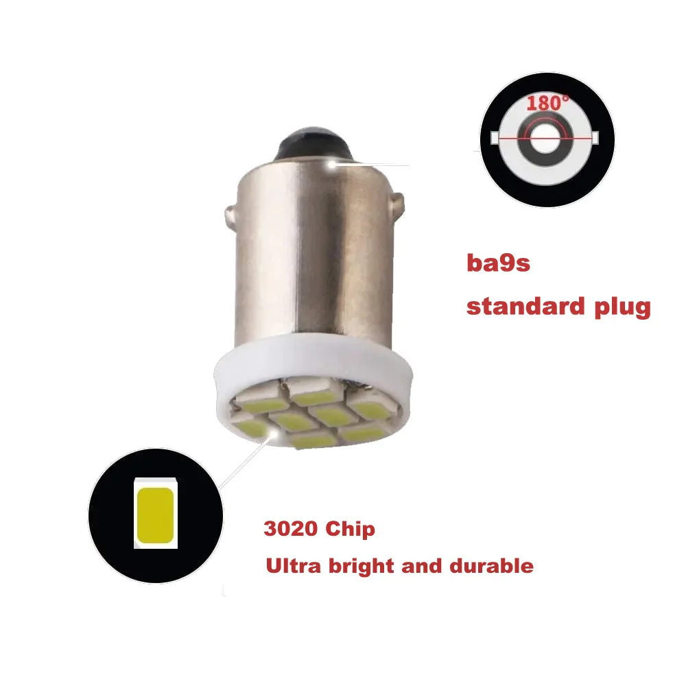 BA9S BA9 1895 1891 53 57 64111 3893 لمبة LED خالية من الأخطاء، فائقة السطوع 3020-SMD استبدال لمبات السيارة الداخلية لخريطة القبة باللون الأبيض