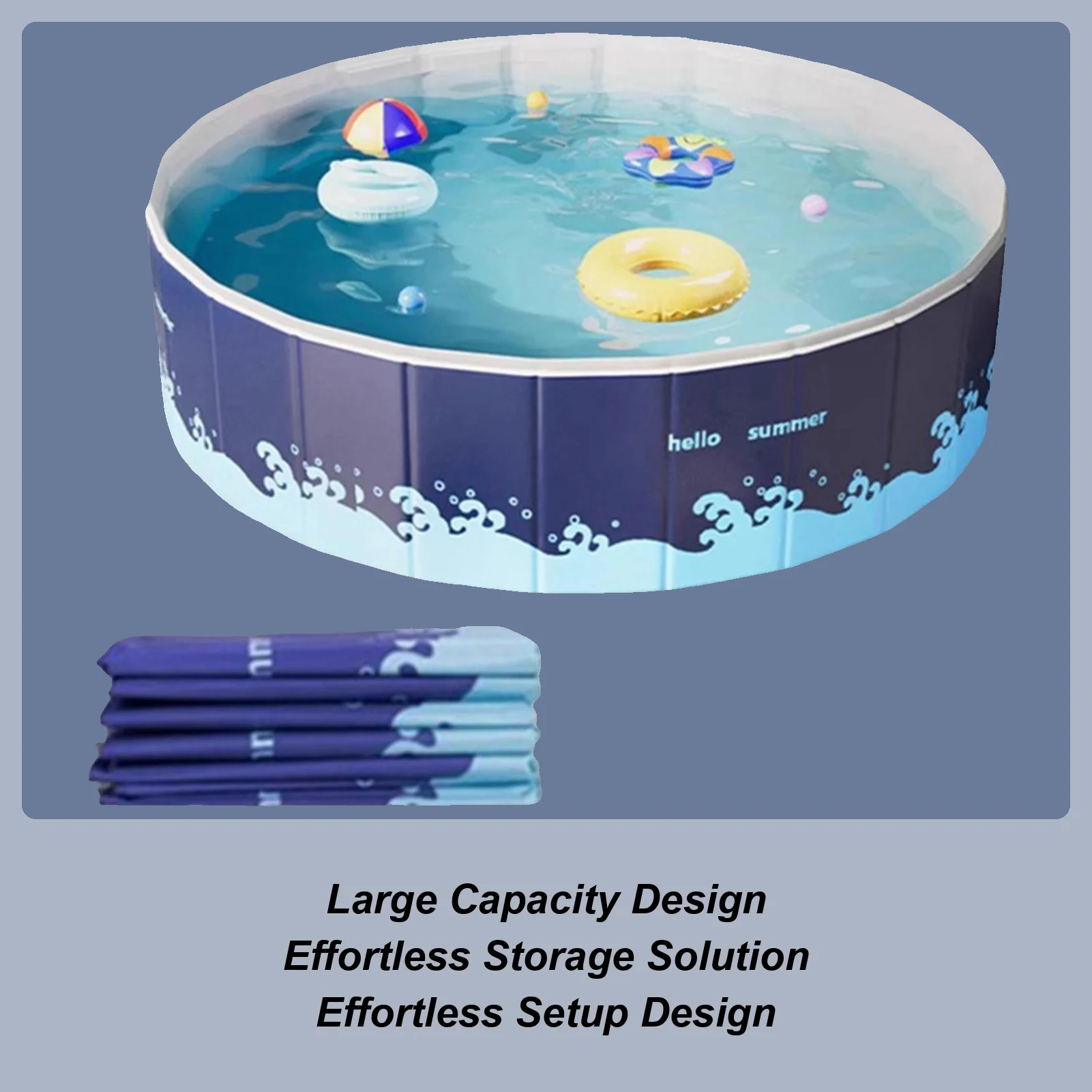 

Paddling Pool Play Pool Large Capacity Foldable Playhouse Toys Swimming Activities For Backyard Patio Pond Vacation Indoor