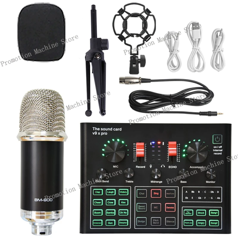 V9XPro Sound Card Studio Mixer Singing Noise Reduction Microphone Voice BM900 Live Broadcast Phone Computer Record V9X Pro USB