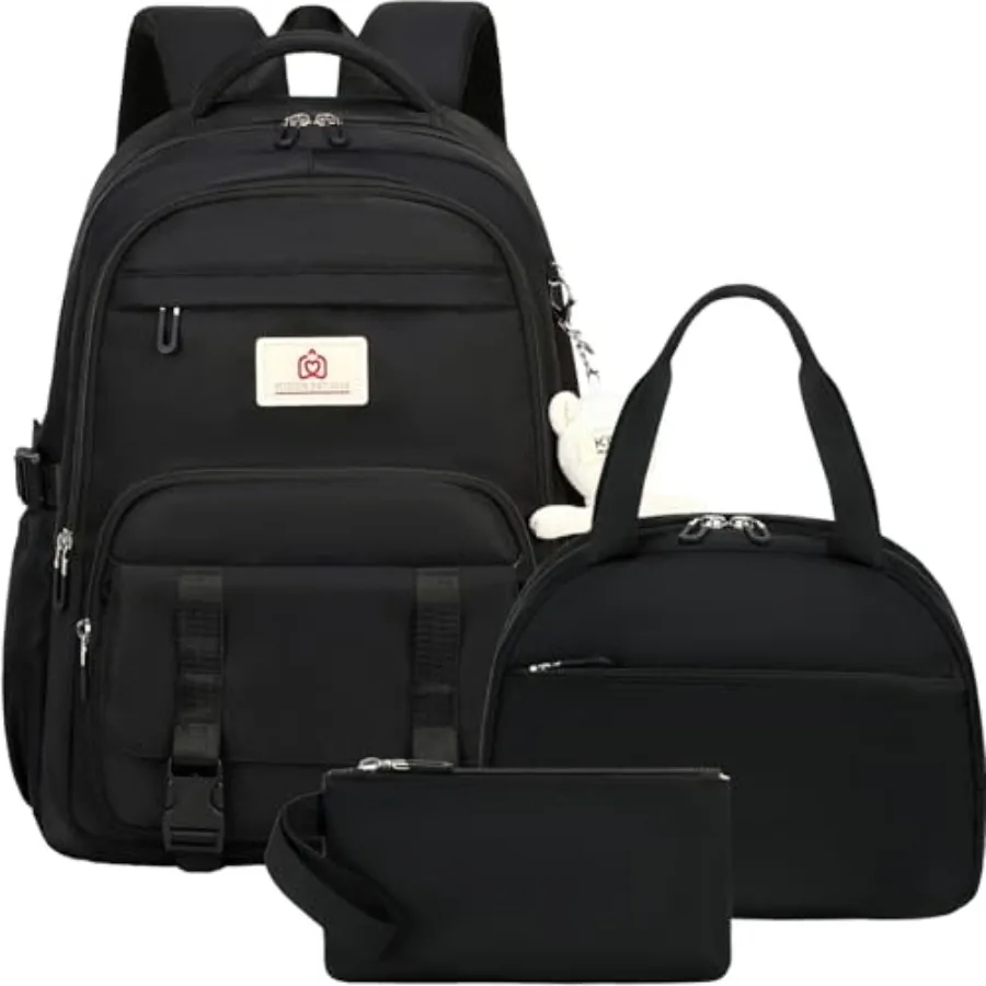 

Hidds School Backpack for Teens Girls Women 3 PCS Bookbag Set with Lunch Box College Laptop Backpacks Travel Daypack Bag