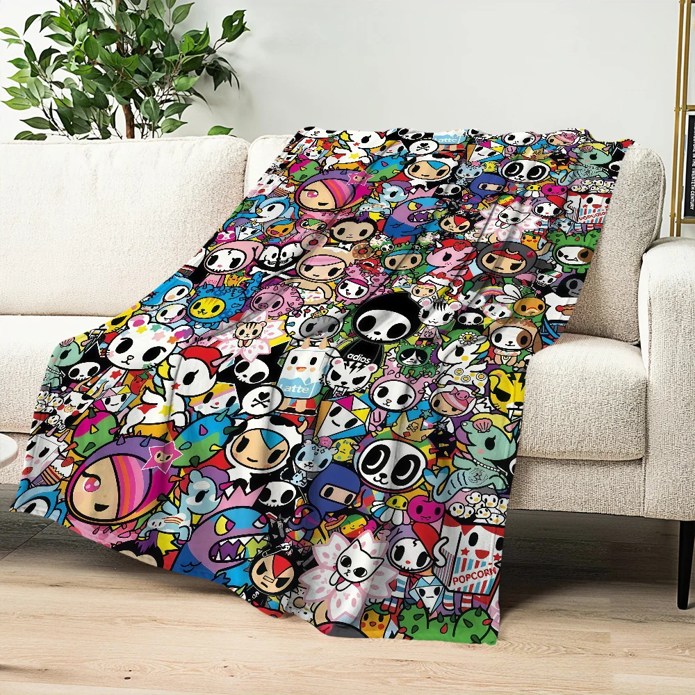cool cartoon kawaii funny art T-Tokidoki Flannel warm soft plush blanket sofa living room hogar office bedroom travel gift home