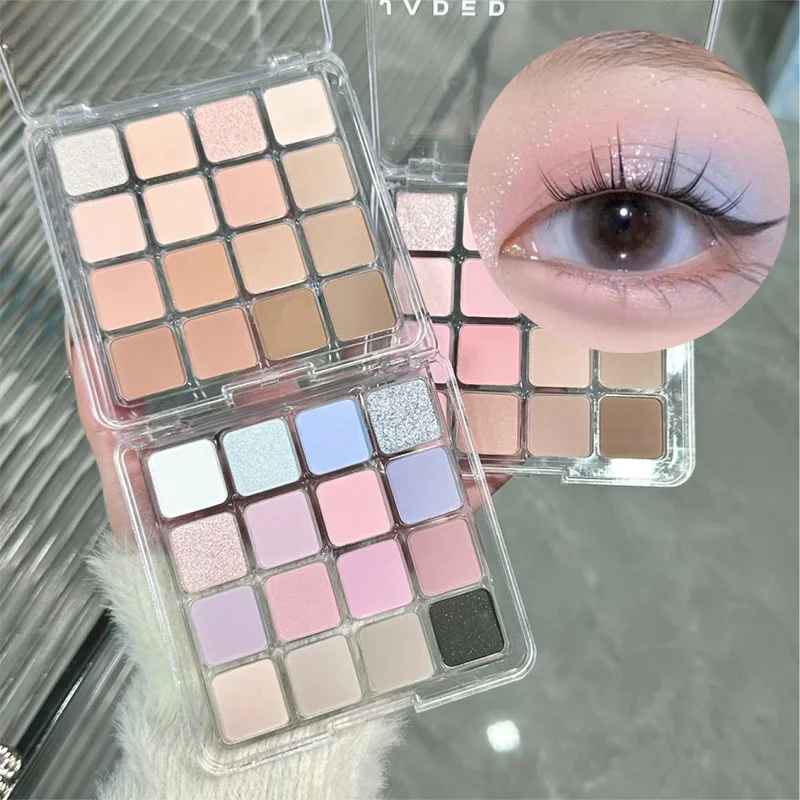 Pearly Eyeshadow Palette Matte Glitter Shiny Sequins Eye Shadow Long-Lasting Korean Eye Pigments Make-Up Pallet Pink Earth Color