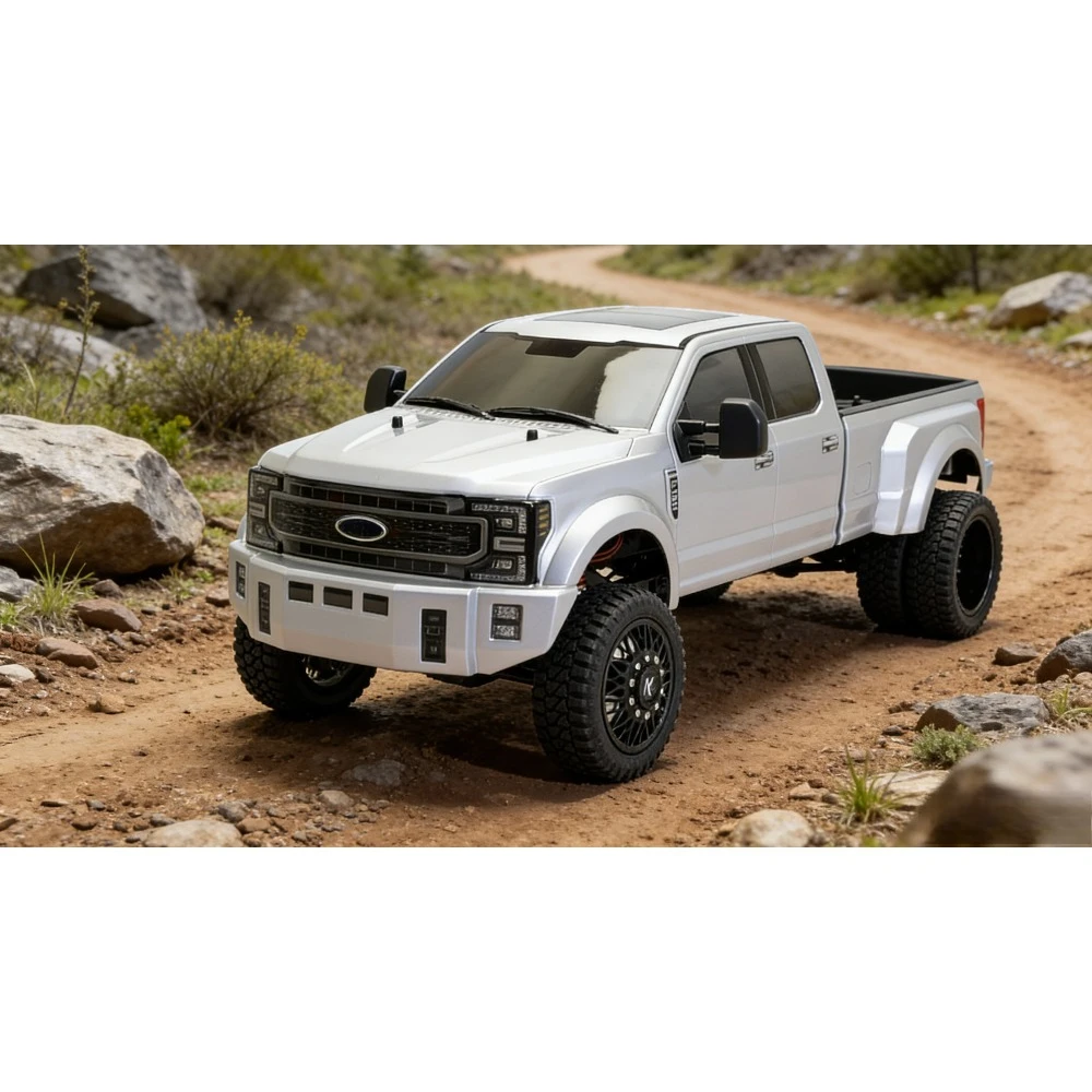 Camioneta Todoterreno RC a Escala 1/10, 4WD, Impermeable, RTR, F-450 SD KG1, Edición con Ruedas Plateadas Mercury