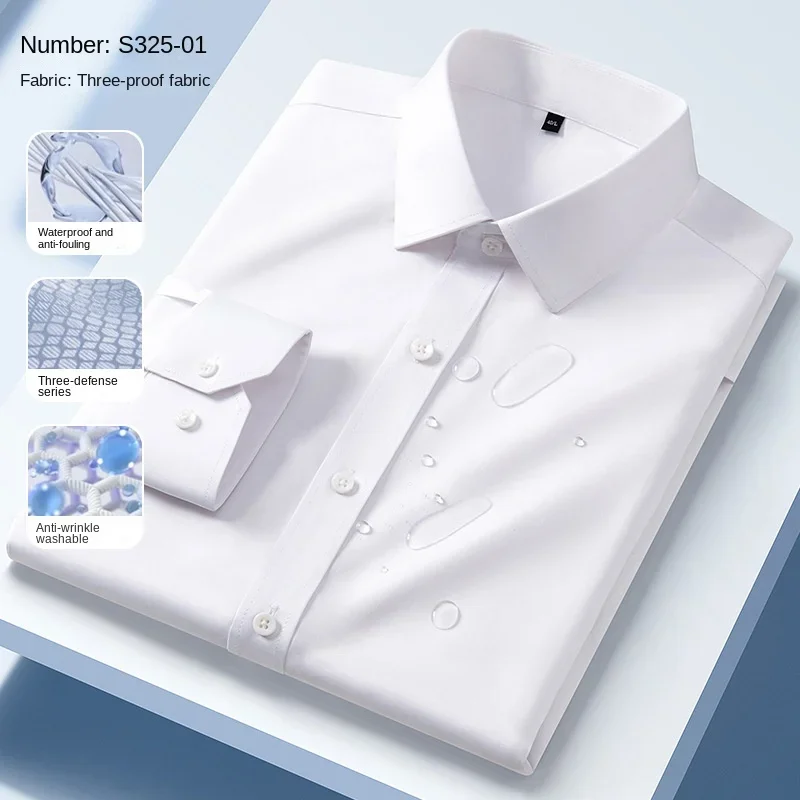 solid white shirt with three thin long sleeves, professional clothes, overalls, cardigan and men\'s formal suit without pockets.