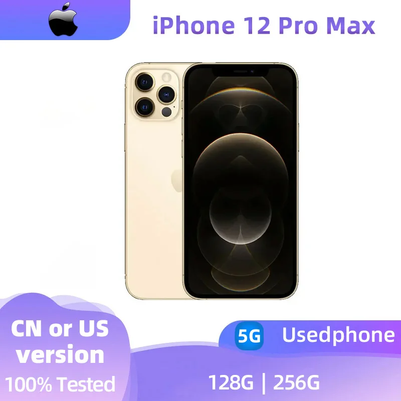 Apple iPhone 12 Pro Max 5g SmartPhone 6.7inch OLED Screen Apple A14 12MP Camera 3687mAh Battery  IOS Unlocked Used iPhone