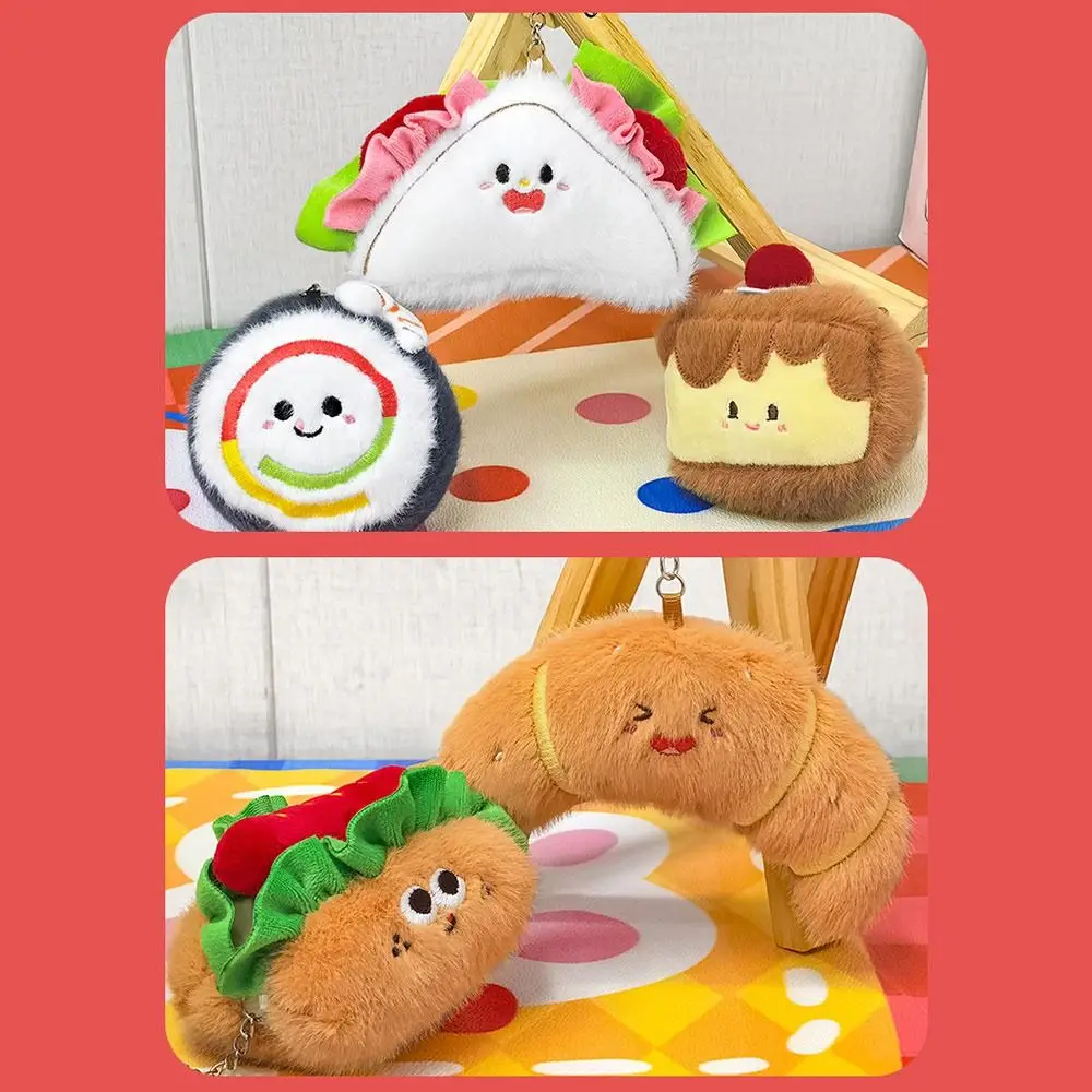 لطيف متعدد الألوان الخبز المفاتيح قلادة الكرتون الغذاء الحلو حقيبة زخرفة سيارة الديكور لينة محظوظ سحر هدية