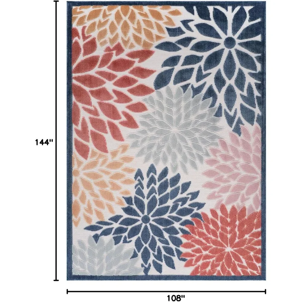 

Outdoor Rug 9x12 Large Modern Floral Tropical Area Rugs for Indoor and Outdoor Patio Easy to Clean Non Shedding Living Room Por
