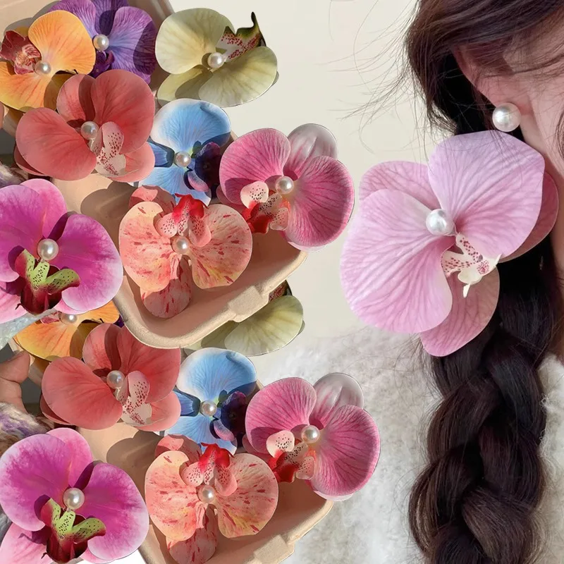 Simulated Floral French Elegant Fashion Barrettes New Colors Phalaenopsis Flower Hair Clip Girls Headwear Bobby Pin Accessories