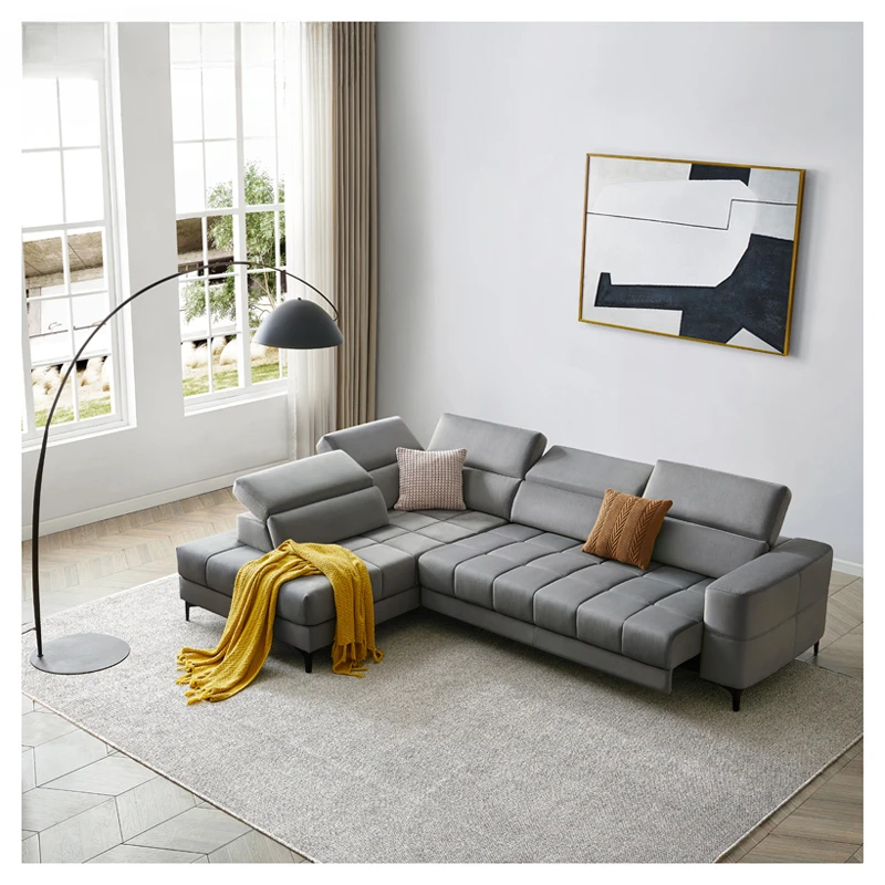 High Quality Kd Living Room Velvet Fabric Modern Furniture Luxury Sectional Couch Sofa Set With Electric Bed Function