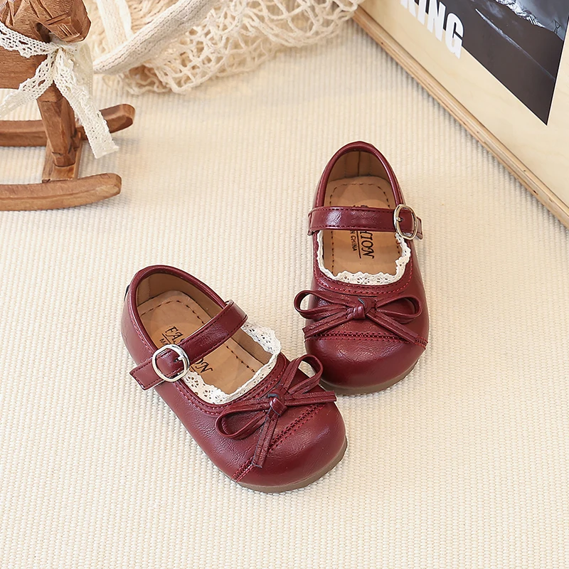 Frühlings- und Herbstschuhe für Kleinkinder, Mädchen, mit Spitzenbesatz, Schleife, Mary-Jane-Schuhe, Schnalle, rutschfeste, weiche Sohle für den täglichen Gebrauch, Schule, Freizeit, Outdoor – Detail 6