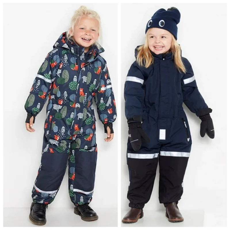 Finland R home children\'s one-piece ski suit plus cotton windproof jacket waterproof cotton jacket charge one-piece boys and gir