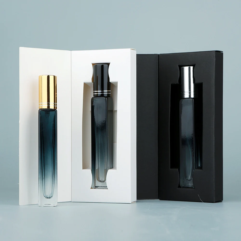 상자가 있는 30 PCS 10ml 그라데이션 블루 두꺼운 유리 향수 스프레이 병