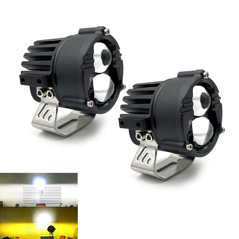 2 pcs Motorcycle Laser Headlight High Beam White 80W 24000Lm Yellow For Car LED Auxiliary Fog Driving Light Assembly 2000M Range