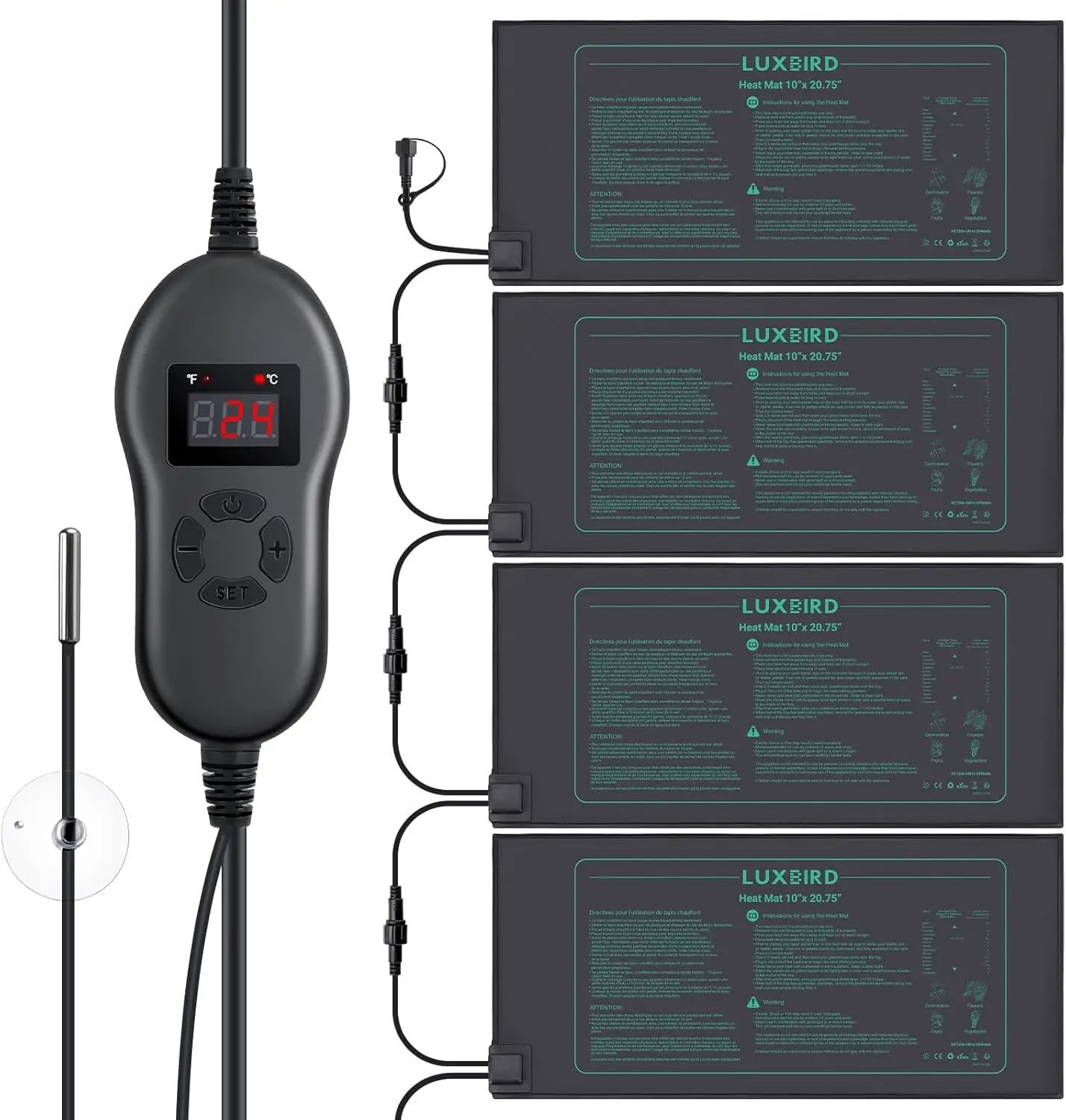 LUXBIRD 4 Pack Seedling Heat Mat with Digital Thermostat Controller 10