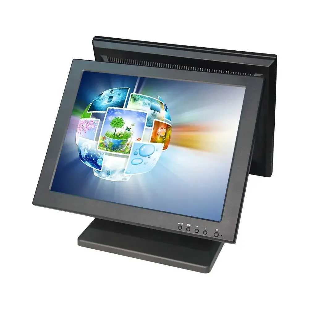 Commercial 15 inch lcd dual touch screen  for car kits 4:3 resolution 1024X768 VGA audio video input
