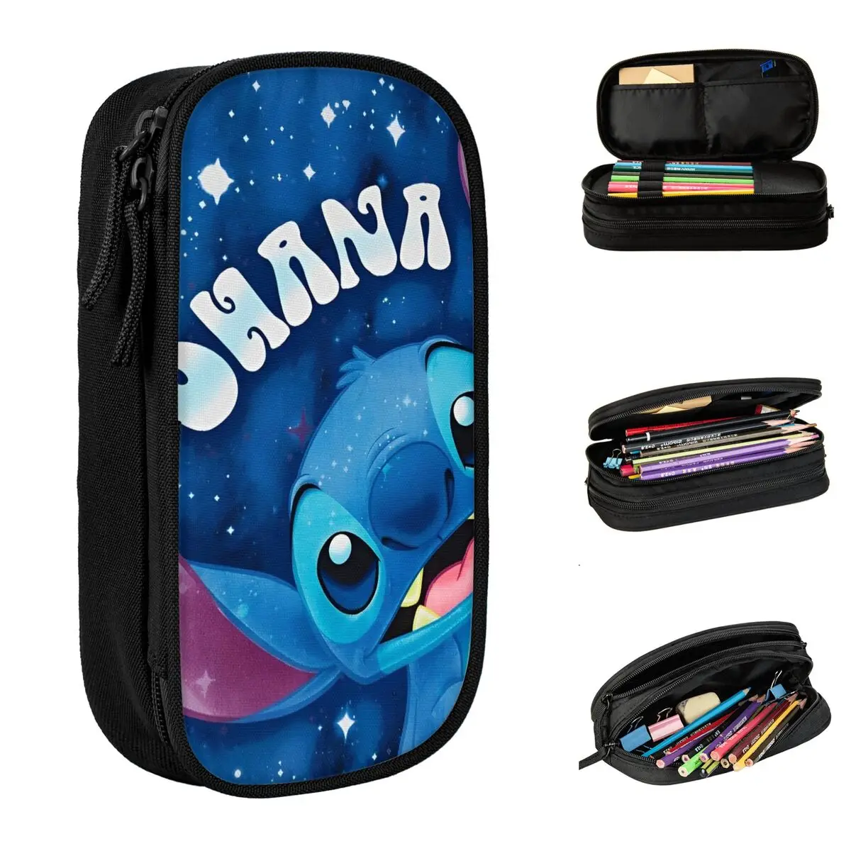 Cute Stitch OHANA Pencil Case Cute Cartoon Pen Box Bag Girls Boys Large Storage School Supplies Gift Pencil Pouch