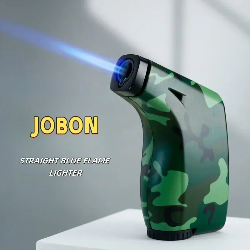 JOBON Mini Portable Outdoor Windproof Straight Butane Gas Lighter Turbine Torch Blue Flame Spray Multifunctional Cigar Lighter