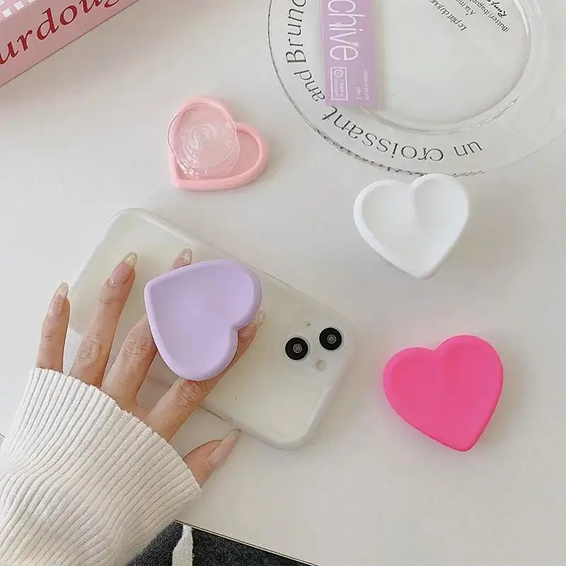 Staffa per impugnatura per telefono in silicone Ins Style Heart – Supporto universale per smartphone iPhone e Android