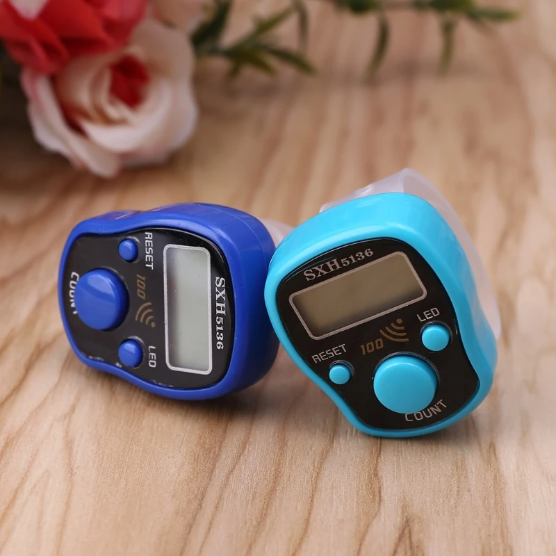 LED Finger Tally Counter Digital Electronic Tasbeeh Counters Lap Track Handheld Clicker With Ring Digits Display Gift