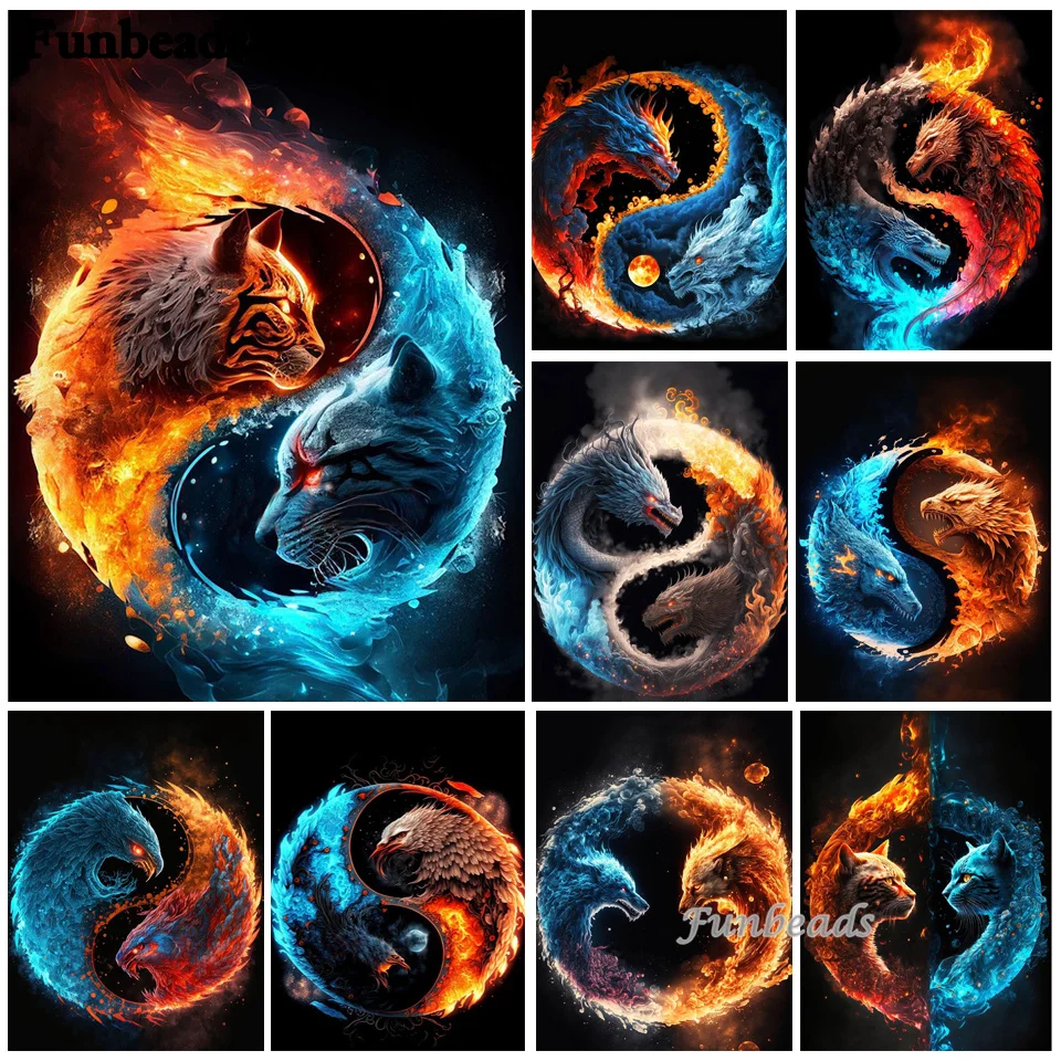 Fantasy Tai chi Animal 5D DIY Diamond Painting Kits Dragon Diamond Embroidery Full SquareRound Diamond Mosaic Home Decor FF485