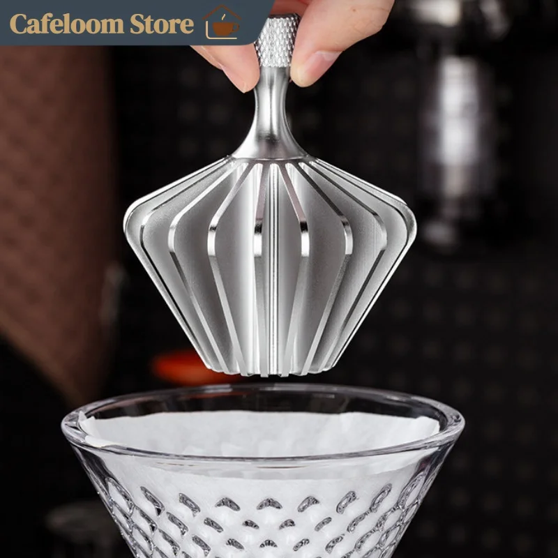 KAFES Pour Over Coffee Filter Paper Presser Full‑Aluminum Alloy Flattening Tool Cone Origami Dripper Paper Press Auxiliary Tool