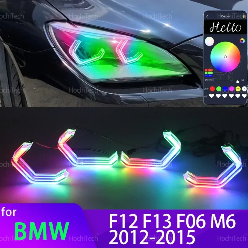 

For BMW 6 Series F12 F13 F06 M6 2011 2012 2013 2014 2015 2016 2017 M4 Style Dynamic Multi Color RGB LED Angel Eyes Kit Ring