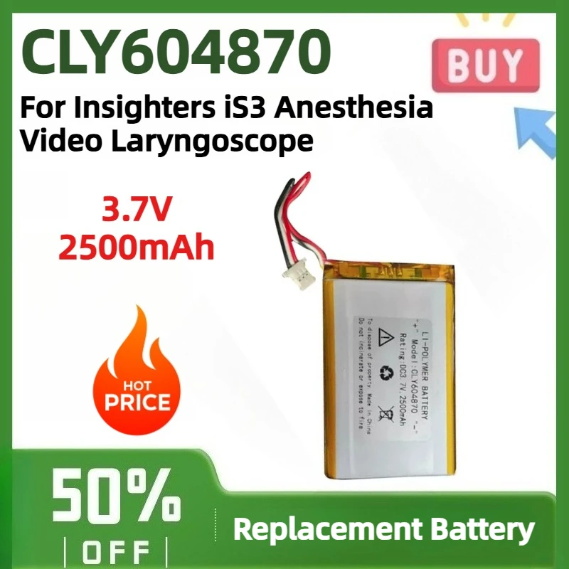 3.7V 2500mAh CLY604870 New Replacement Lithium Polymer Internal Battery for Insighters IS3 Anesthesia Video Laryngoscope