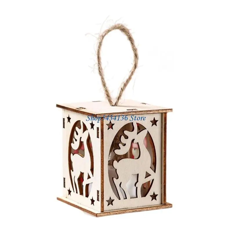 H7ED Natural Christmas Light Up House Hanging Ornament For Indoor Outdoor Use