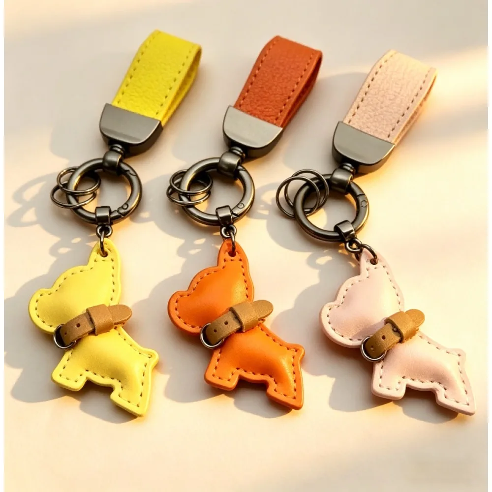 

Lovely Bulldog Car Handcrafted Keychain Cute Puppy Pendant Couple Gifts High-end Bags Accessories Keyring Premium Custom Leather