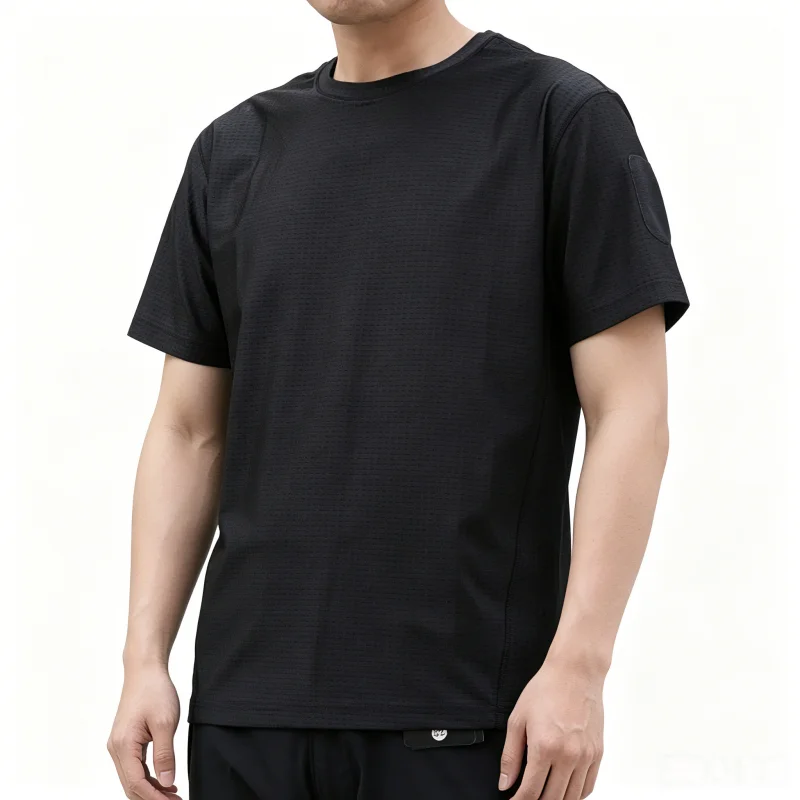 Men's Tactical T-Shirt, Ice Feel Mesh Quick Dry Breathable Moisture Wicking Stretch Lightweight Outdoor Sports Training Tee