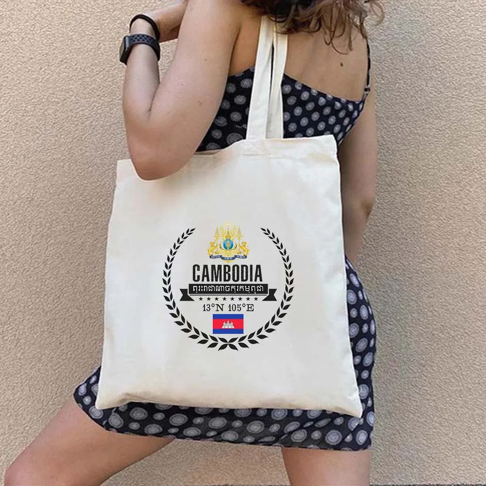 Timor leste mapa bandeira camboja vintage viagem ombro lona algodão totes saco harajuku compras praia bonito shopper bolsas