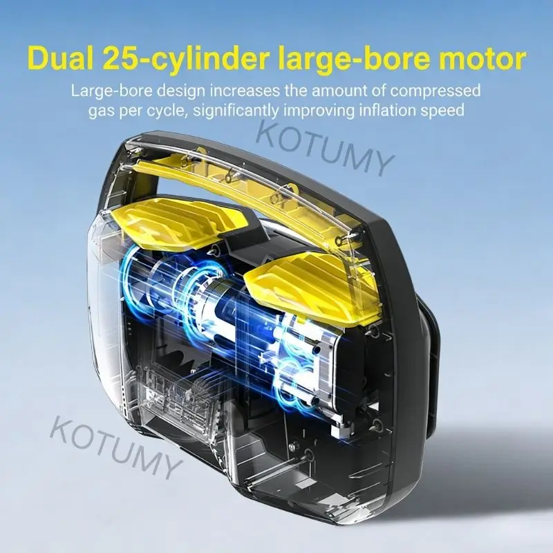 

SUV Off-Road Pickup Tire Inflator Dual 25 Cylinder Smart Digital Air Pump with Emergency Tire Refueling & Illumination Function